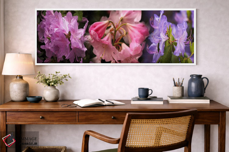 تابلو دکوراتیو گل های رودودندرون رنگارنگ اثر پانورامیک ایمجز - D1W
