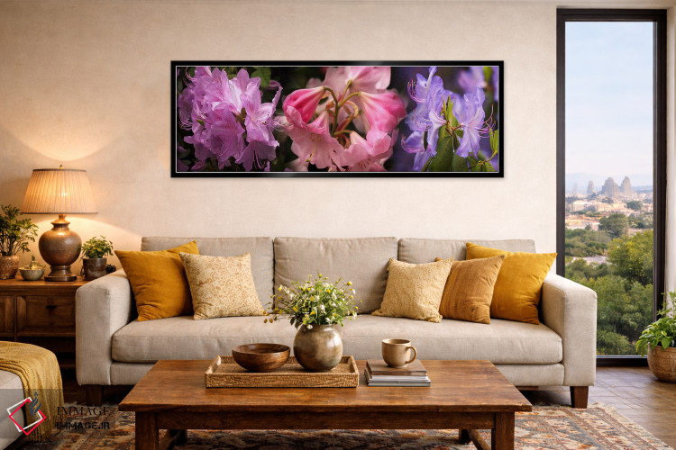 تابلو دکوراتیو گل های رودودندرون رنگارنگ اثر پانورامیک ایمجز - D6B