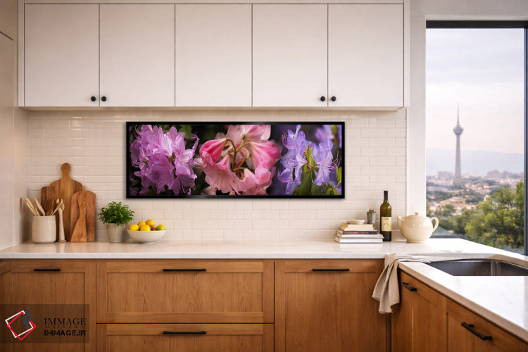 تابلو دکوراتیو گل های رودودندرون رنگارنگ اثر پانورامیک ایمجز - D5B