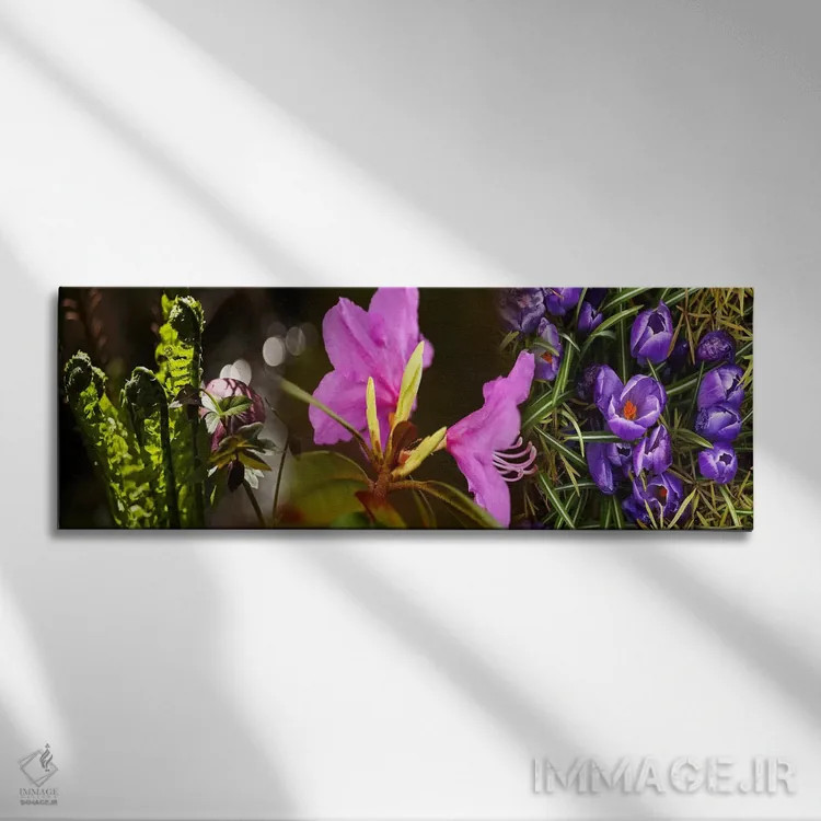 تابلو دکوراتیو نزدیک بینی از گل ها اثر پانورامیک ایمجز - نمای روبهرو روی دیوار