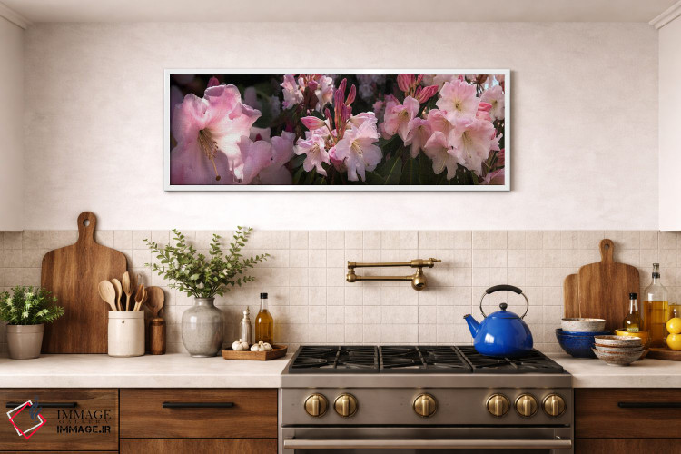 تابلو دکوراتیو نزدیک بینی از گل های رودودندرون صورتی اثر پانورامیک ایمجز - D1W
