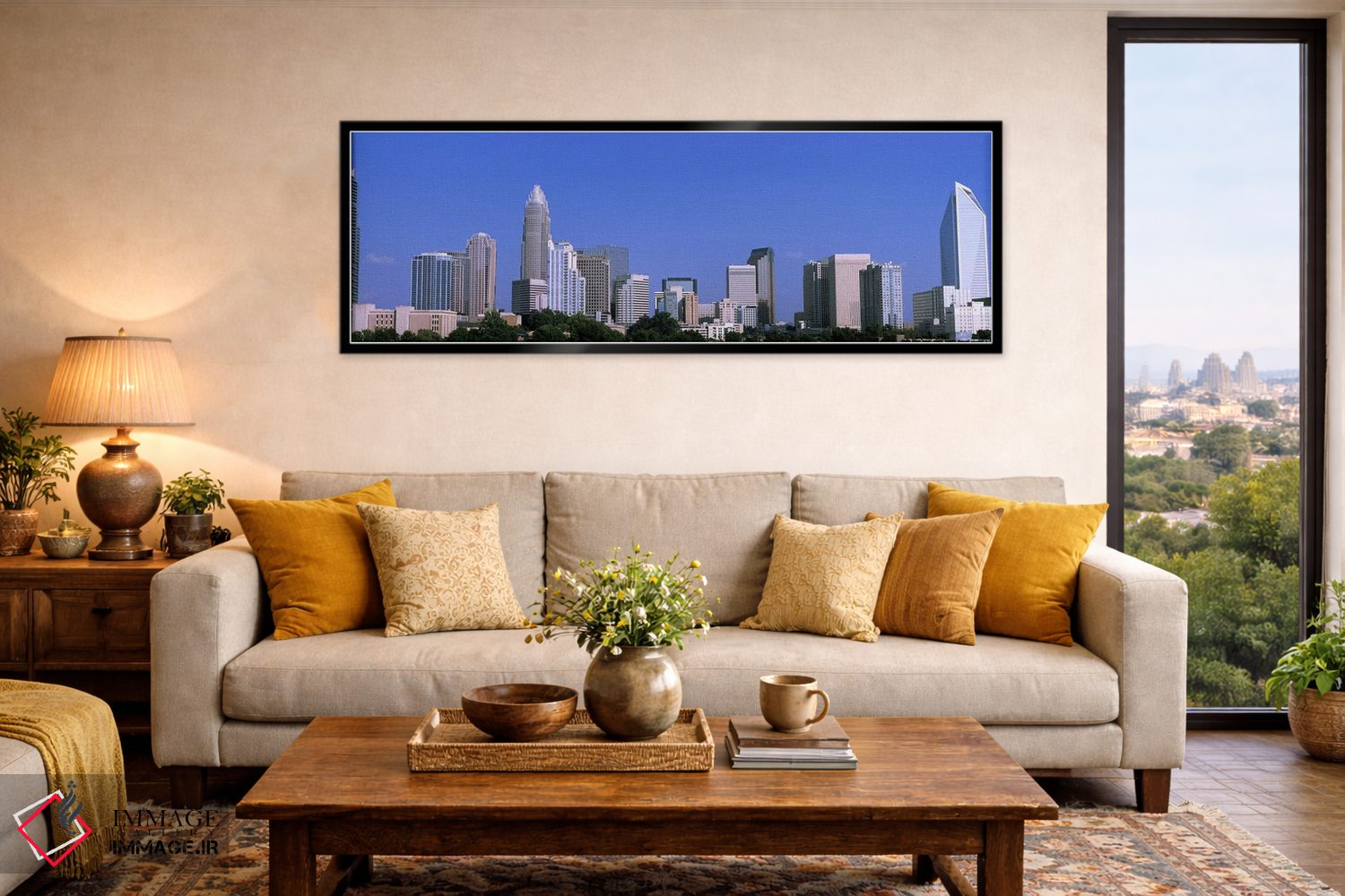 تابلو دکوراتیو افق شهری مرکز شهر ، شارلوت، شهرستان مک لمبورگ، کارولینا… اثر پانورامیک ایمجز - D6B