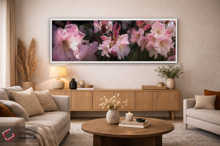 تابلو دکوراتیو نزدیک بینی از گل های رودودندرون صورتی اثر پانورامیک ایمجز - D3W
