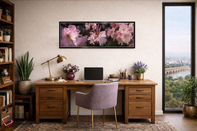 تابلو دکوراتیو نزدیک بینی از گل های رودودندرون صورتی اثر پانورامیک ایمجز - D2B