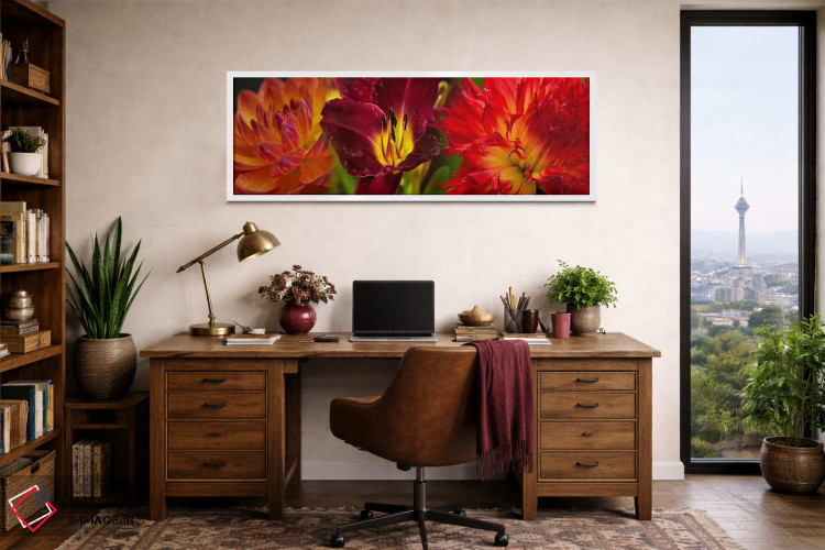 تابلو دکوراتیو نزدیک بینی از گل های نارنجی اثر پانورامیک ایمجز - D1W