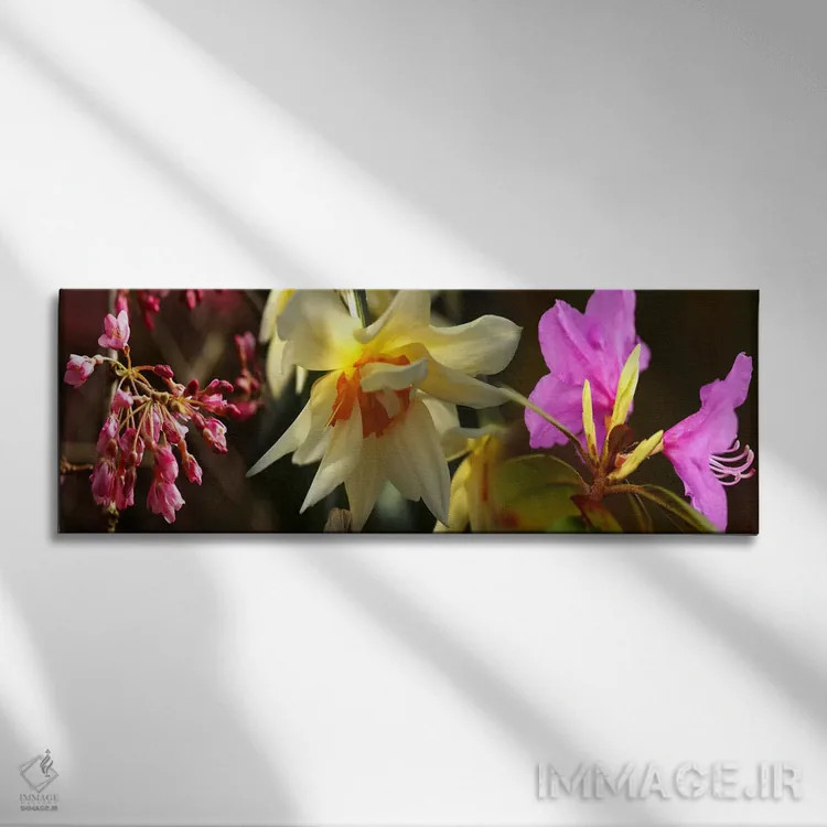 تابلو دکوراتیو نزدیک بینی از گل ها اثر پانورامیک ایمجز - نمای روبهرو روی دیوار