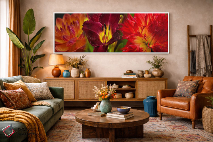 تابلو دکوراتیو نزدیک بینی از گل های نارنجی اثر پانورامیک ایمجز - D2W