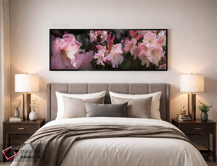 تابلو دکوراتیو نزدیک بینی از گل های رودودندرون صورتی اثر پانورامیک ایمجز - D5B