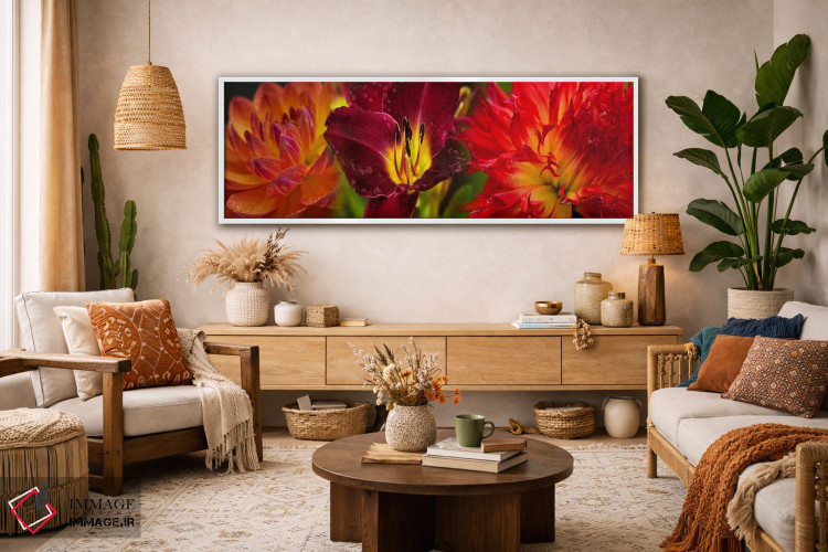 تابلو دکوراتیو نزدیک بینی از گل های نارنجی اثر پانورامیک ایمجز - D3W