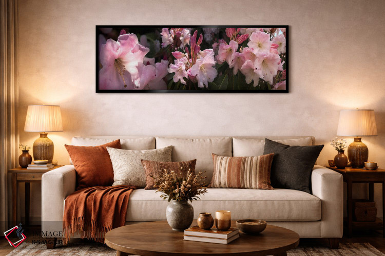 تابلو دکوراتیو نزدیک بینی از گل های رودودندرون صورتی اثر پانورامیک ایمجز - D6B