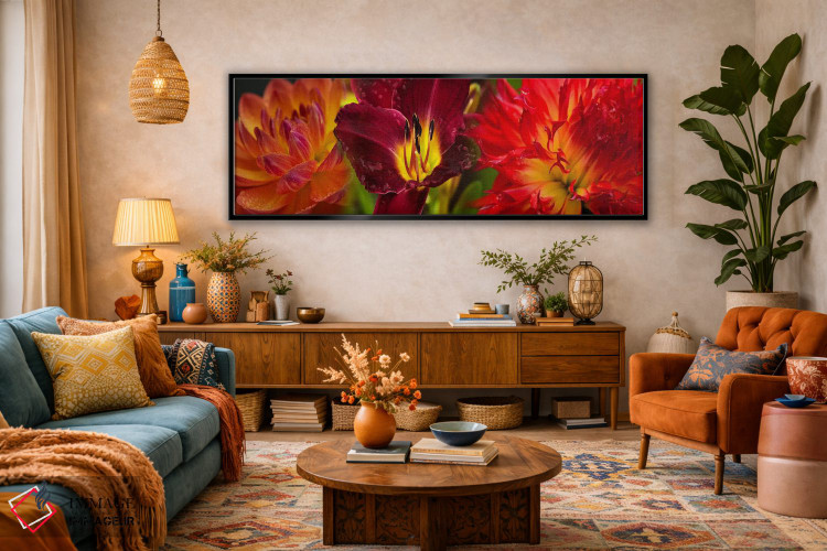 تابلو دکوراتیو نزدیک بینی از گل های نارنجی اثر پانورامیک ایمجز - D4B