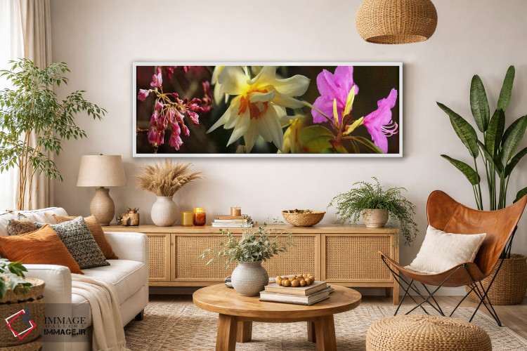تابلو دکوراتیو نزدیک بینی از گل ها اثر پانورامیک ایمجز - D2W