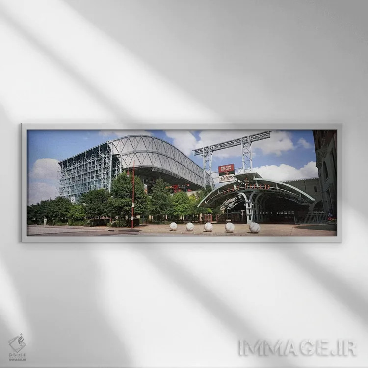 تابلو دکوراتیو زمین بیسبال، پارک مینیت مید، هیوستون، تگزاس، ایالات متح… اثر پانورامیک ایمجز - نمای قابدار سفید