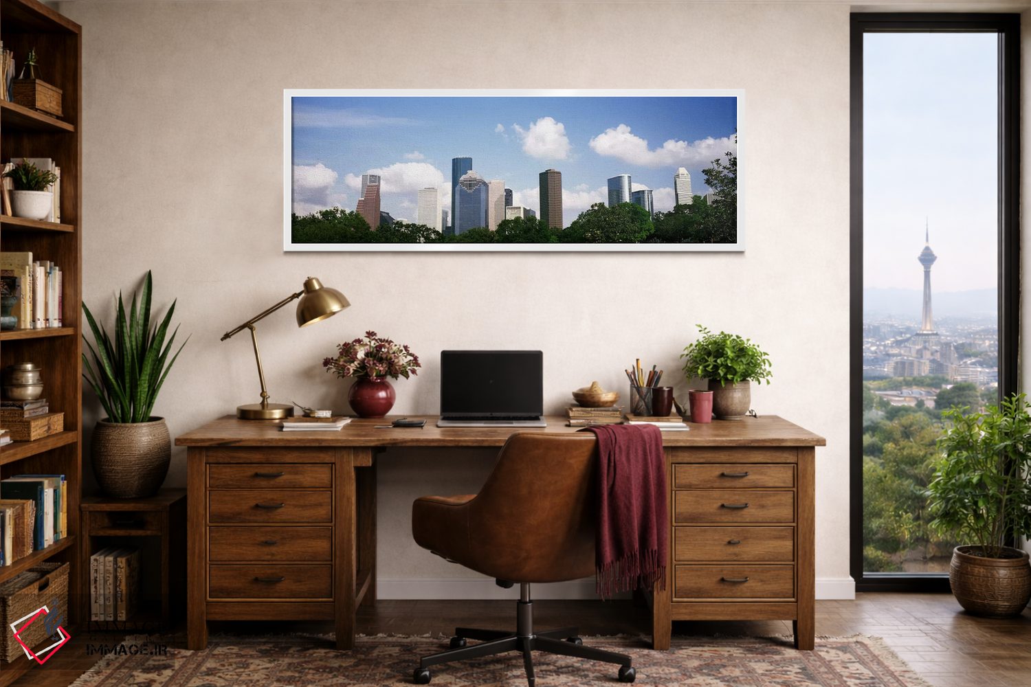 تابلو دکوراتیو آسمان خراش ها در یک شهر، هیوستون، تگزاس، ایالات متحده آ… اثر پانورامیک ایمجز - D1W