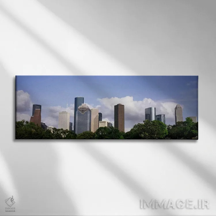 تابلو دکوراتیو نمای پایین از ساختمان ها در یک شهر، برج وج، ساختمان اکس… اثر پانورامیک ایمجز - نمای روبهرو روی دیوار