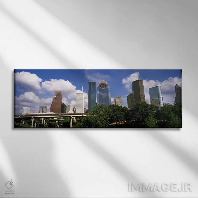 تابلو دکوراتیو نمای پایین از ساختمان ها در یک شهر، برج وج، ساختمان اکس… اثر پانورامیک ایمجز - نمای روبهرو روی دیوار