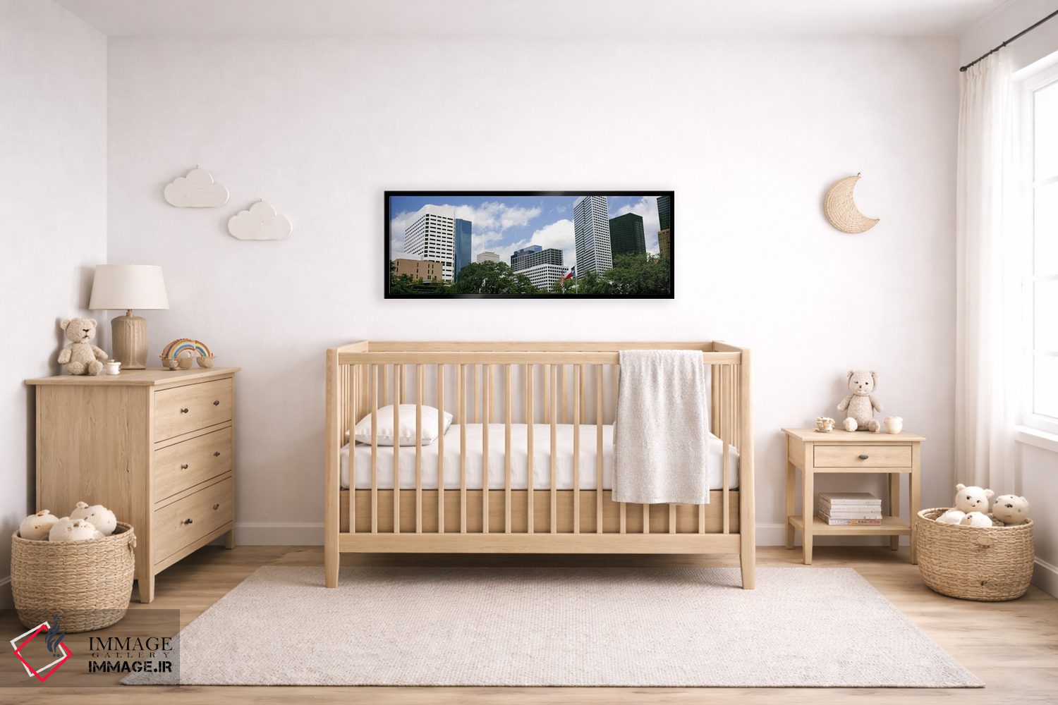 تابلو دکوراتیو آسمان خراش ها در یک شهر، هیوستون، تگزاس، ایالات متحده آ… اثر پانورامیک ایمجز - D6B