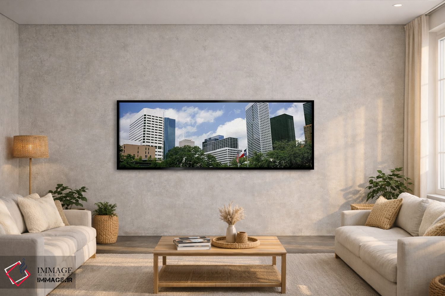 تابلو دکوراتیو آسمان خراش ها در یک شهر، هیوستون، تگزاس، ایالات متحده آ… اثر پانورامیک ایمجز - D4B