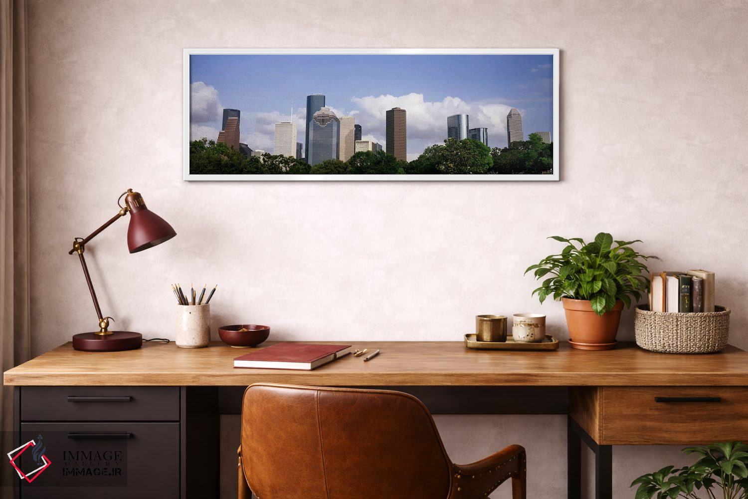 تابلو دکوراتیو نمای پایین از ساختمان ها در یک شهر، برج وج، ساختمان اکس… اثر پانورامیک ایمجز - D3W