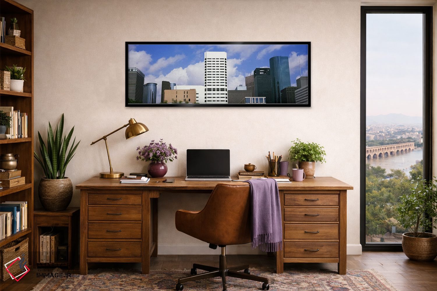 تابلو دکوراتیو نمای پایین از ساختمان ها در یک شهر، برج وج، ساختمان اکس… اثر پانورامیک ایمجز - D3B