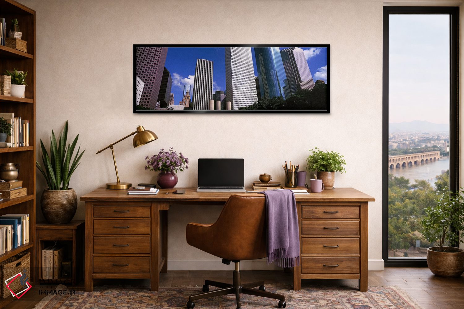 تابلو دکوراتیو نمای پایین از آسمان خراش های مرکز شهر، هیوستون، تگزاس… اثر پانورامیک ایمجز - D2B