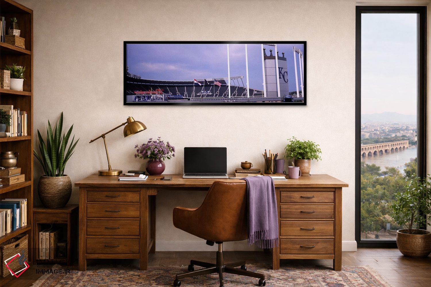 تابلو دکوراتیو استادیوم بیسبال در یک شهر، استادیوم کافمن، کانزاس سیتی… اثر پانورامیک ایمجز - D2B
