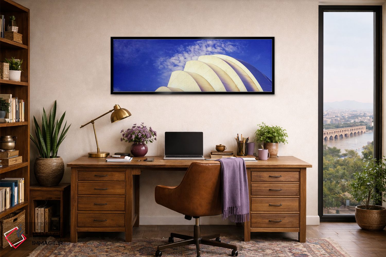 تابلو دکوراتیو نمای پایین از بالای نیمه شل یک مکان، مرکز کافمن برای هن… اثر پانورامیک ایمجز - D3B