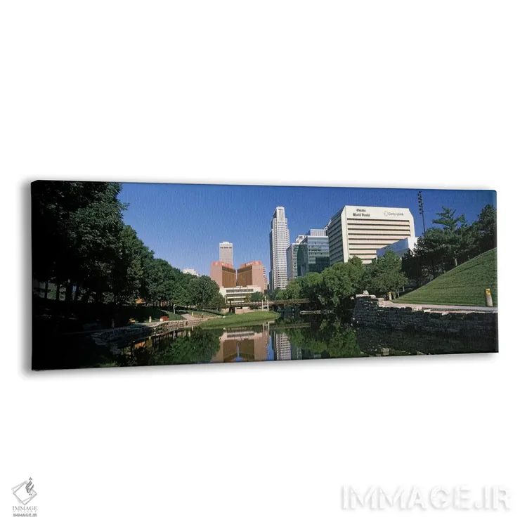 تابلو دکوراتیو ساختمان ها در کنار آب، ساختمان کوئست، اوماها، نبراسکا… اثر پانورامیک ایمجز - نمای پرسپکتیو محصول