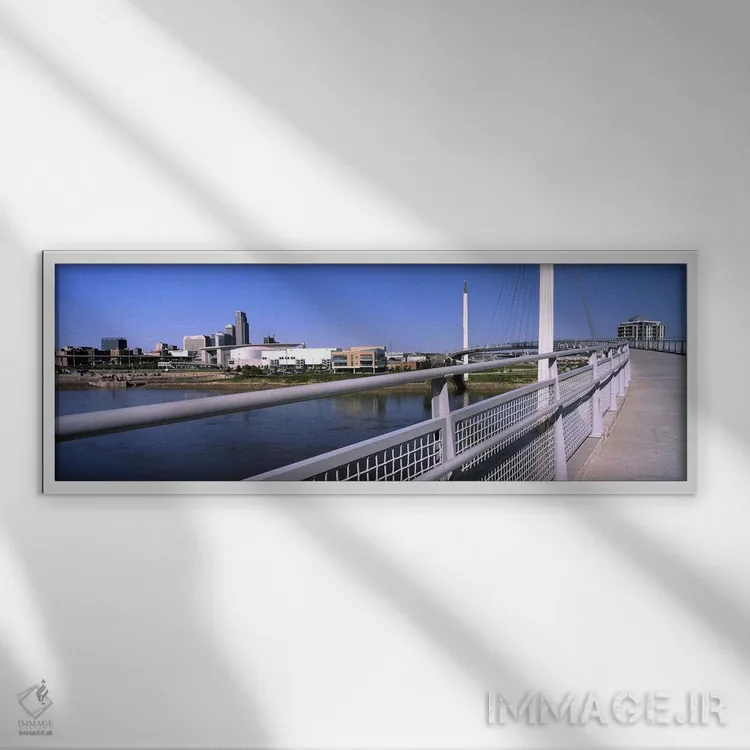 تابلو دکوراتیو پل بر روی رودخانه، پل پیاده روی باب کری، رودخانه میسوری… اثر پانورامیک ایمجز - نمای قابدار سفید