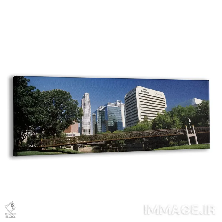 تابلو دکوراتیو ساختمان ها در کنار آب، ساختمان کوئست، اوماها، نبراسکا… اثر پانورامیک ایمجز - نمای پرسپکتیو محصول