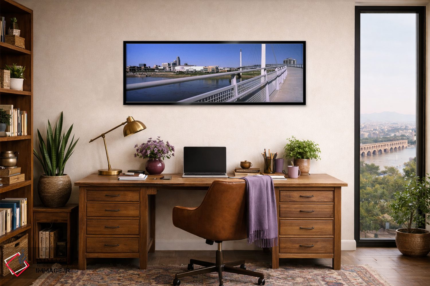 تابلو دکوراتیو پل بر روی رودخانه، پل پیاده روی باب کری، رودخانه میسوری… اثر پانورامیک ایمجز - D2B