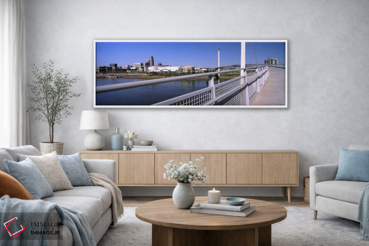 تابلو دکوراتیو پل بر روی رودخانه، پل پیاده روی باب کری، رودخانه میسوری… اثر پانورامیک ایمجز - D3W