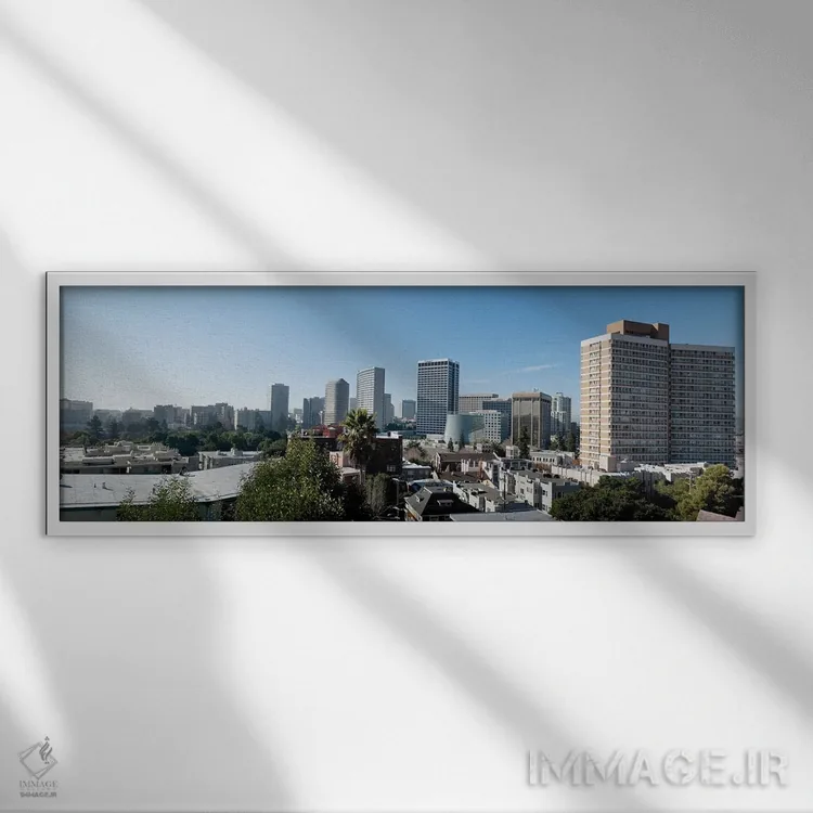تابلو دکوراتیو نمایی از اوکلند از نقطه آدامز، کالیفرنیا، ایالات متحده… اثر پانورامیک ایمجز - نمای قابدار سفید