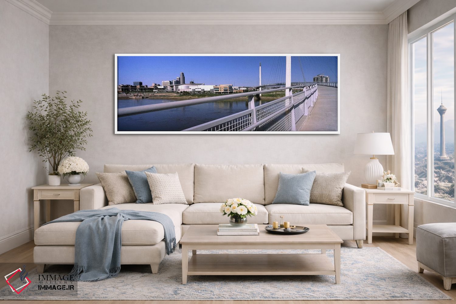 تابلو دکوراتیو پل بر روی رودخانه، پل پیاده روی باب کری، رودخانه میسوری… اثر پانورامیک ایمجز - D4W