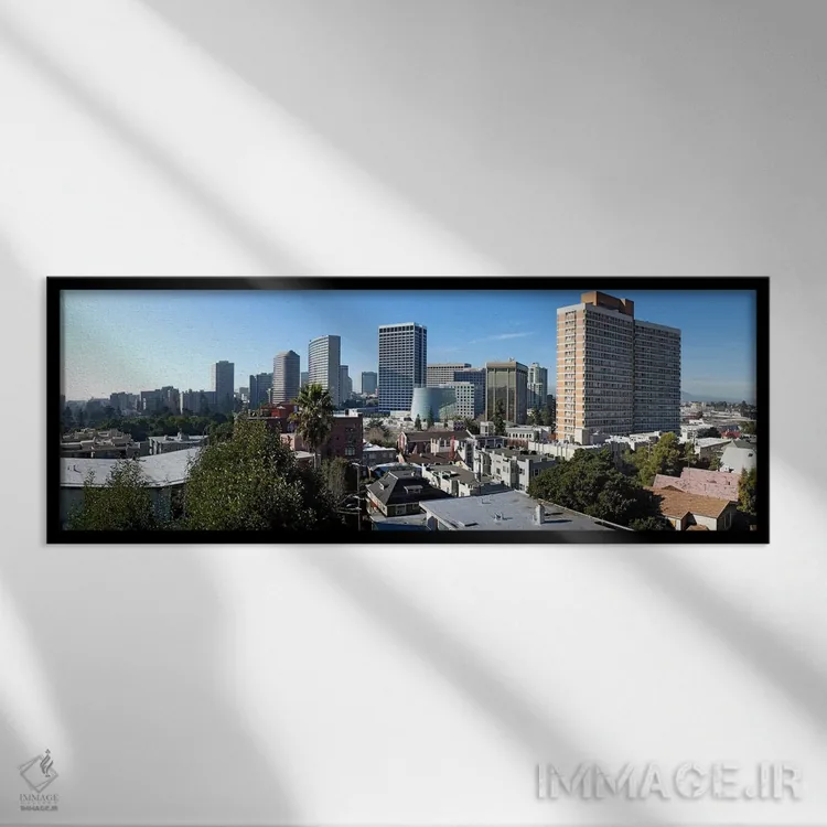 تابلو دکوراتیو نمایی از اوکلند از نقطه آدامز، کالیفرنیا، ایالات متحده… اثر پانورامیک ایمجز - نمای قابدار مشکی