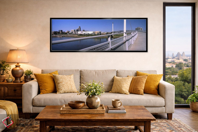 تابلو دکوراتیو پل بر روی رودخانه، پل پیاده روی باب کری، رودخانه میسوری… اثر پانورامیک ایمجز - D6B