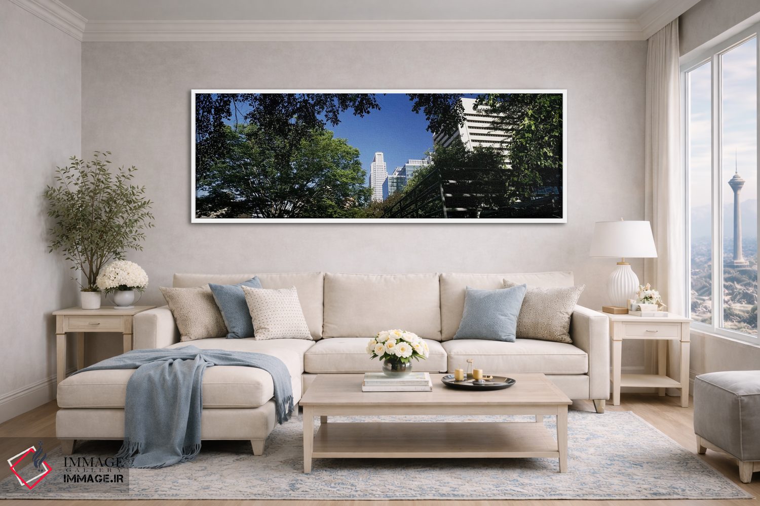 تابلو دکوراتیو ساختمان ها در یک شهر، ساختمان کوئست، اوماها، نبراسکا، ا… اثر پانورامیک ایمجز - D4W