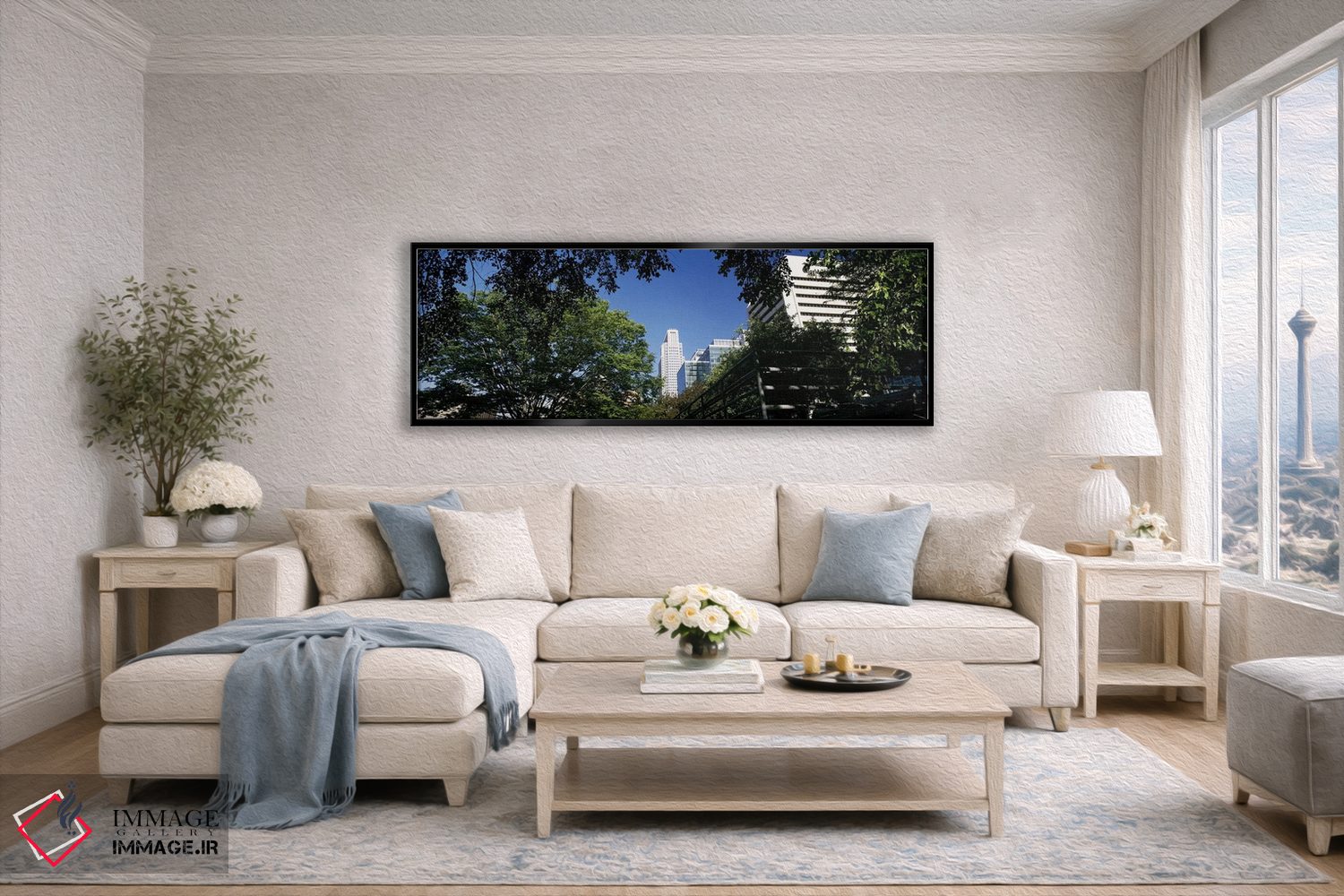 تابلو دکوراتیو ساختمان ها در یک شهر، ساختمان کوئست، اوماها، نبراسکا، ا… اثر پانورامیک ایمجز - D5B