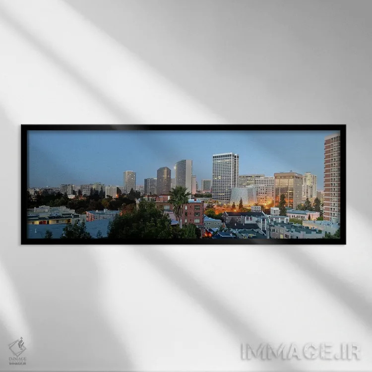 تابلو دکوراتیو افق در سپیده دم، اوکلند، کالیفرنیا، ایالات متحده آمریکا اثر پانورامیک ایمجز - نمای قابدار مشکی