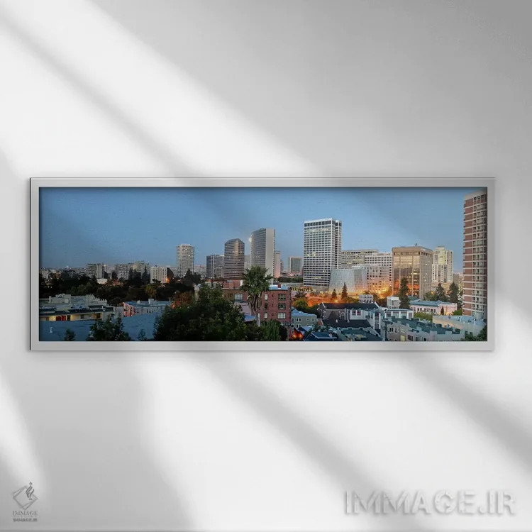 تابلو دکوراتیو افق در سپیده دم، اوکلند، کالیفرنیا، ایالات متحده آمریکا اثر پانورامیک ایمجز - نمای قابدار سفید