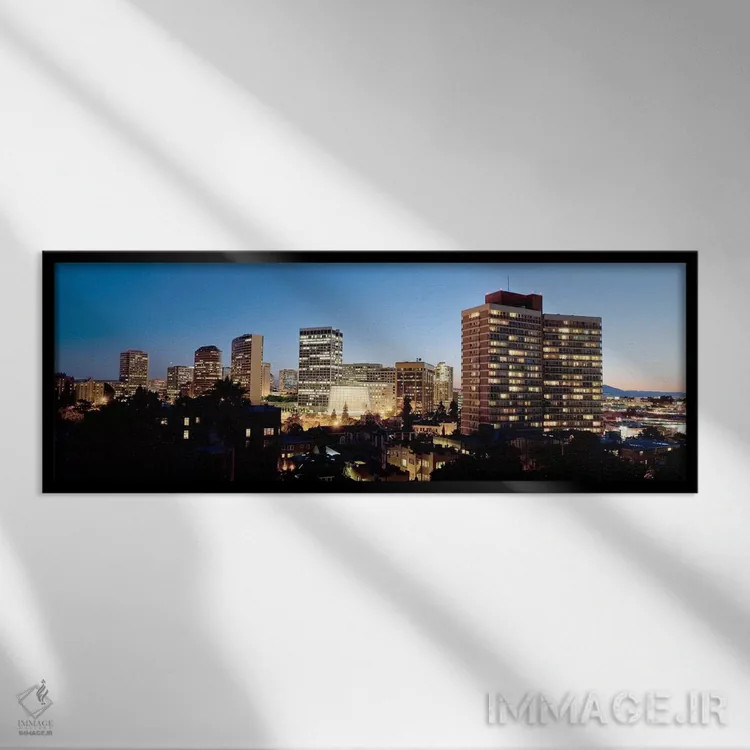 تابلو دکوراتیو افق در غروب، اوکلند، کالیفرنیا، ایالات متحده آمریکا #2 اثر پانورامیک ایمجز - نمای قابدار مشکی
