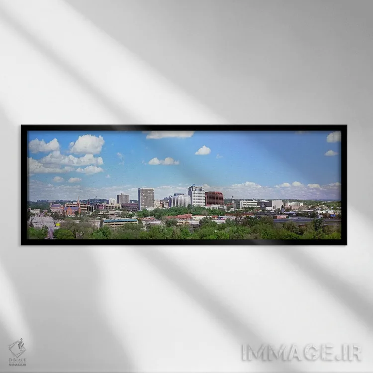 تابلو دکوراتیو ساختمان ها در یک شهر، کلرادو اسپرینگز، کلرادو، ایالات م… اثر پانورامیک ایمجز - نمای قابدار مشکی