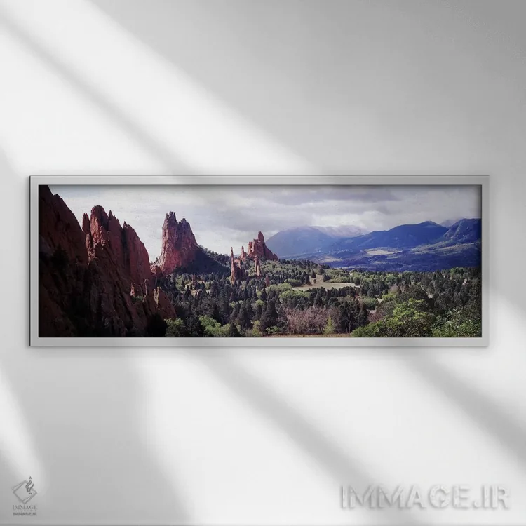 تابلو دکوراتیو سازه های سنگی در یک چشم انداز، باغ خدایان، کلرادو اسپری… اثر پانورامیک ایمجز - نمای قابدار سفید