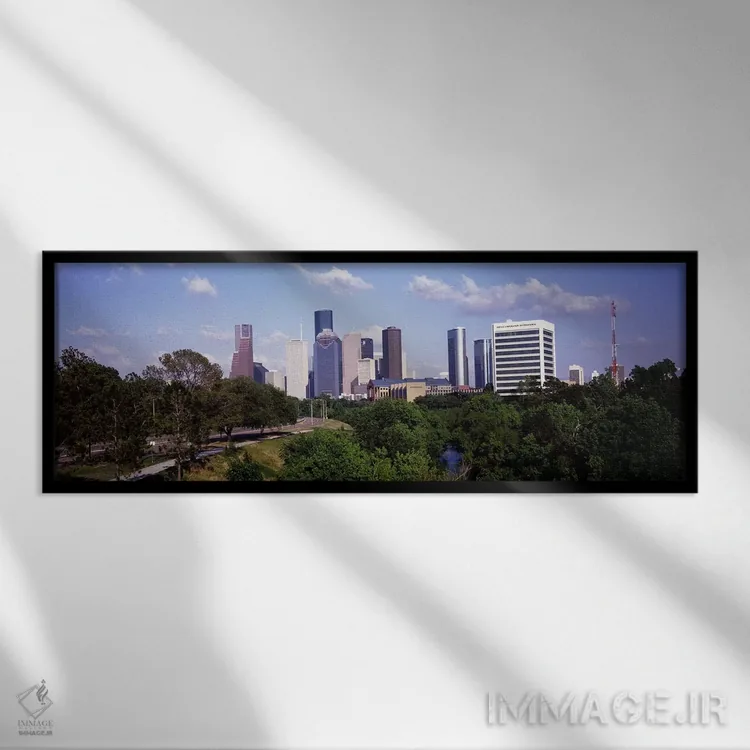 تابلو دکوراتیو افق مرکز شهر، هیوستون، تگزاس، ایالات متحده آمریکا #2 اثر پانورامیک ایمجز - نمای قابدار مشکی