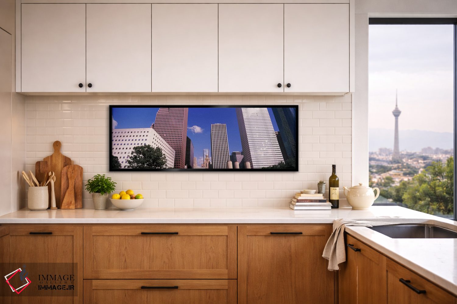 تابلو دکوراتیو نمای پایین از افق مرکز شهر، هیوستون، تگزاس، ایالات متحد… اثر پانورامیک ایمجز - D6B