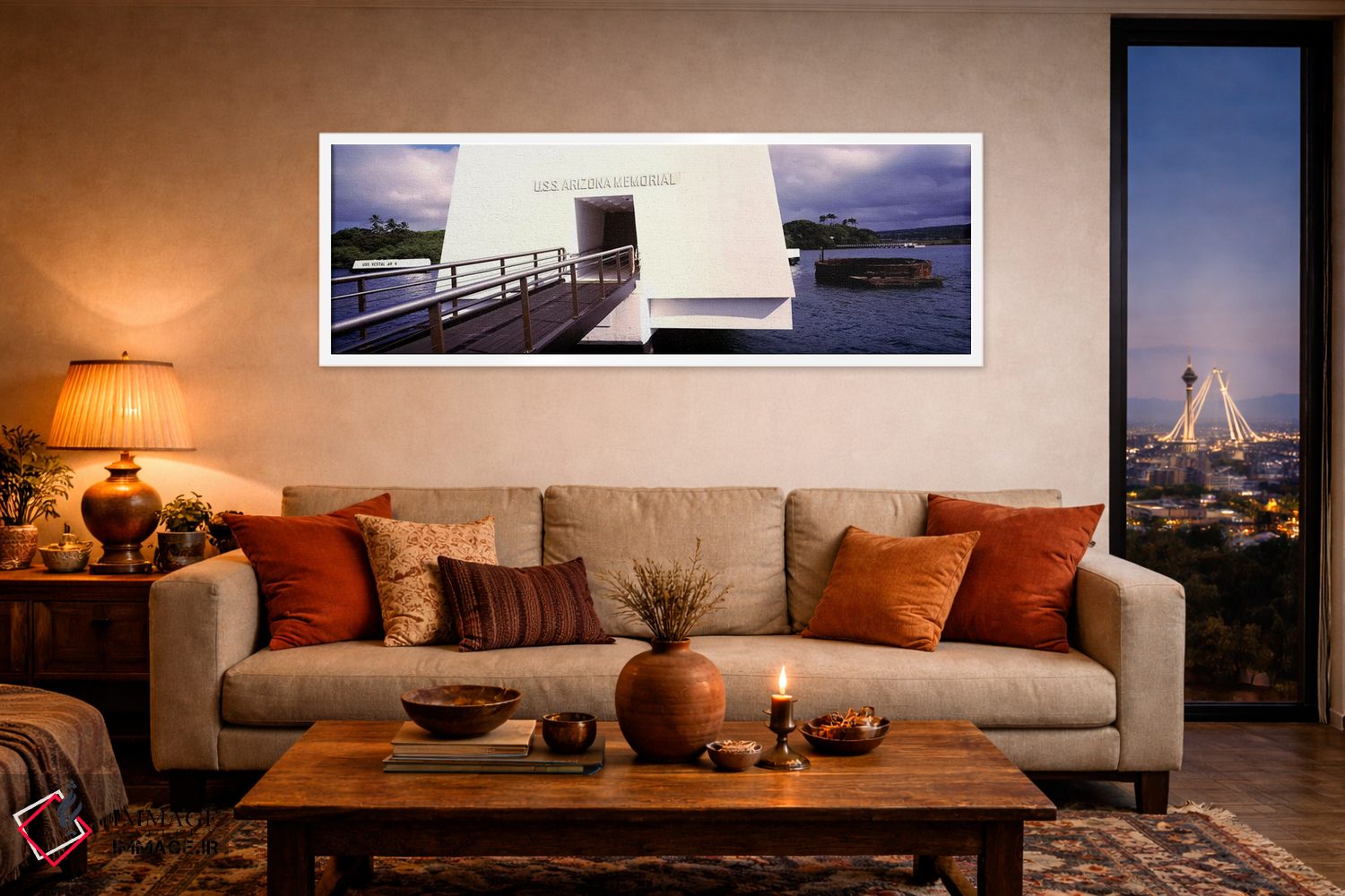 تابلو دکوراتیو یادبود یواس اس آریزونا، پرل هاربر، هونولولو، هاوایی، ای… اثر پانورامیک ایمجز - D4W
