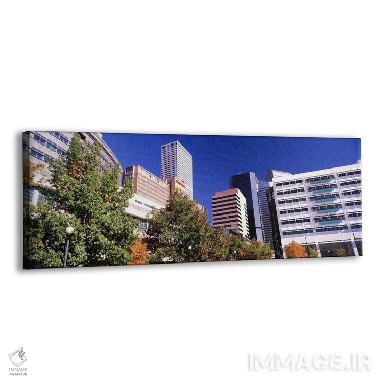 تابلو دکوراتیو نمای پایین از ساختمان ها در یک شهر، هتل شرایتون مرکز شه… اثر پانورامیک ایمجز - نمای پرسپکتیو محصول