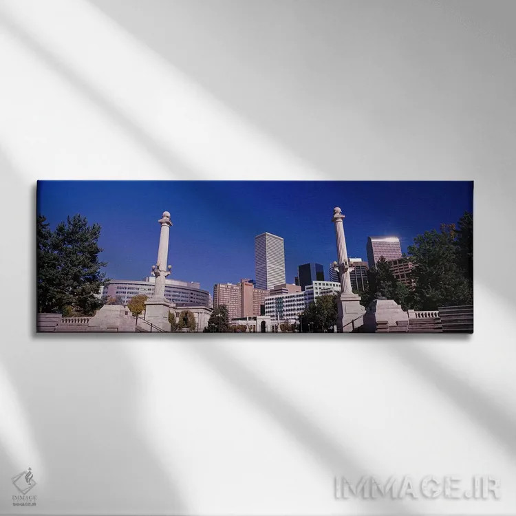 تابلو دکوراتیو ساختمان ها از پارک مرکز شهر، دنور، کلرادو، ایالات متحده… اثر پانورامیک ایمجز - نمای روبهرو روی دیوار
