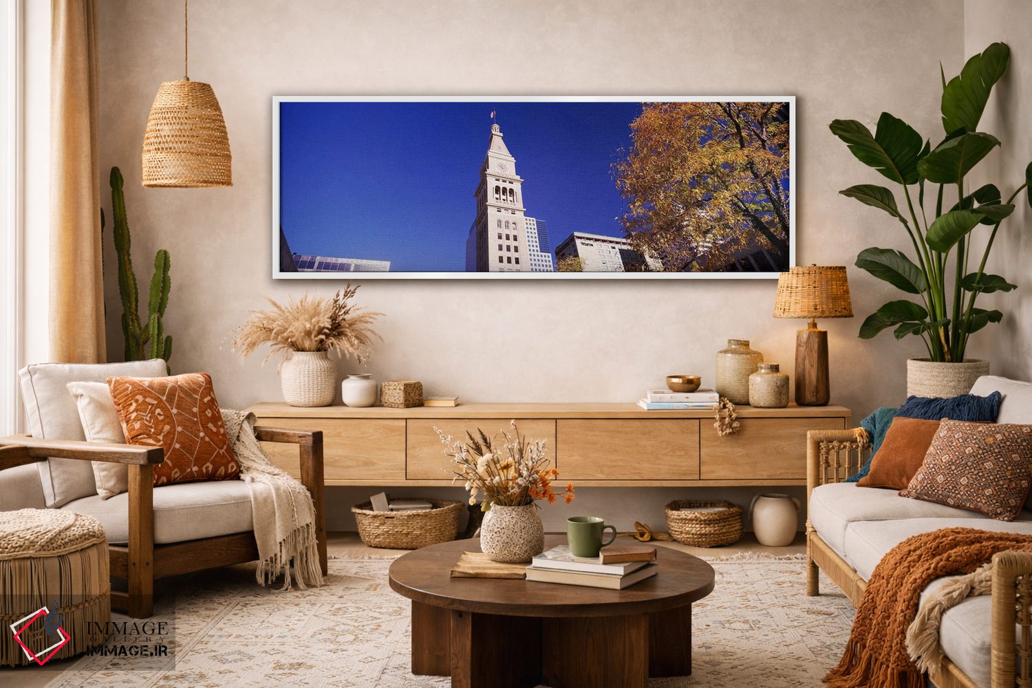 تابلو دکوراتیو نمای پایین از یک برج ساعت، دنور، کلرادو، ایالات متحده آ… اثر پانورامیک ایمجز - D2W