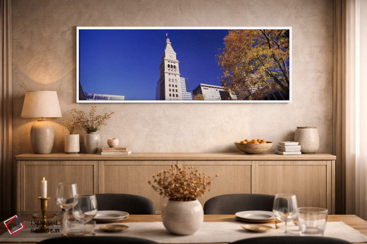 تابلو دکوراتیو نمای پایین از یک برج ساعت، دنور، کلرادو، ایالات متحده آ… اثر پانورامیک ایمجز - D1W